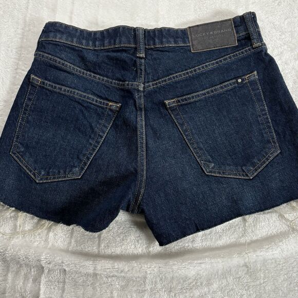 Lucky Brand Women's Blue Lucky Pins Jean Short W/Exposed Fly  Buttons 4/27 Dark - Picture 5 of 13